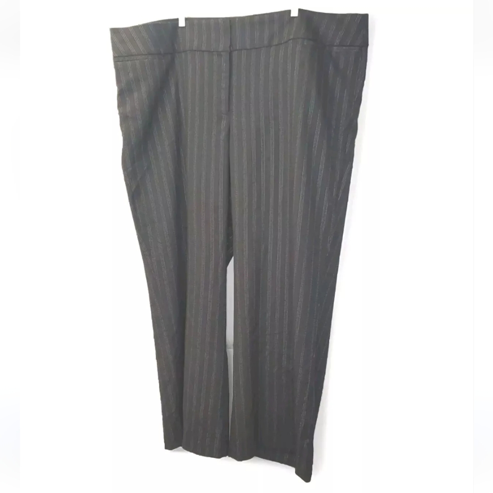 Lane Bryant Wide Leg Allie Pant Trousers Woman Plus 28W 5X Black Pinstriped New - Picture 3 of 12
